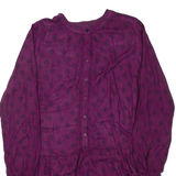 WHITE STUFF Womens Mini Dress Purple Viscose Floral Long Sleeve Short UK 14