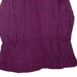 WHITE STUFF Womens Mini Dress Purple Viscose Floral Long Sleeve Short UK 14