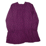 WHITE STUFF Womens Mini Dress Purple Viscose Floral Long Sleeve Short UK 14