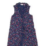 FAT FACE Womens Day Dress Blue Viscose Floral Sleeveless Knee Length S