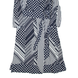 HOBBS LONDON Womens Wrap Dress Blue Viscose Geometric Long Sleeve Midi UK 10