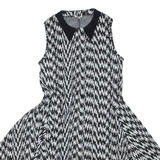 KENZO Womens Fit & Flare Dress Black Houndstooth Sleeveless Short M