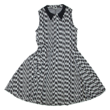 KENZO Womens Fit & Flare Dress Black Houndstooth Sleeveless Short M