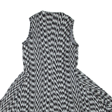 KENZO Womens Fit & Flare Dress Black Houndstooth Sleeveless Short M