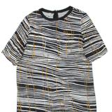 HOBBS LONDON Womens Day Dress Black Viscose Striped Knee Length UK 10