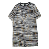 HOBBS LONDON Womens Day Dress Black Viscose Striped Knee Length UK 10