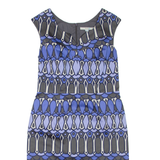 BODEN Womens Pencil Dress Blue Geometric Sleeveless Knee Length UK 12