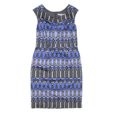 BODEN Womens Pencil Dress Blue Geometric Sleeveless Knee Length UK 12