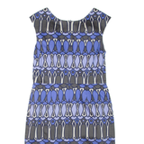 BODEN Womens Pencil Dress Blue Geometric Sleeveless Knee Length UK 12