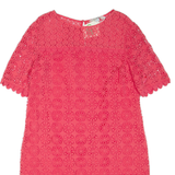 BODEN Womens Day Dress Pink Floral Short Sleeve Knee Length UK 16