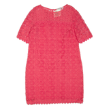 BODEN Womens Day Dress Pink Floral Short Sleeve Knee Length UK 16