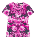 MICHAEL KORS Womens Pencil Dress Pink Floral Short Sleeve Knee Length S