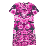 MICHAEL KORS Womens Pencil Dress Pink Floral Short Sleeve Knee Length S