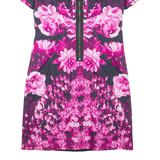 MICHAEL KORS Womens Pencil Dress Pink Floral Short Sleeve Knee Length S