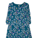 WHITE STUFF Womens Day Dress Blue Floral Long Sleeve Knee Length UK 10