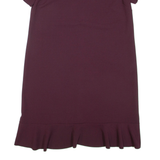 PHASE EIGHT Alina Frill Hem Womens Day Dress Maroon Short Sleeve Knee Length L