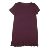 PHASE EIGHT Alina Frill Hem Womens Day Dress Maroon Short Sleeve Knee Length L