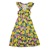 MONSOON Womens Tea Dress Yellow Floral Sleeveless Midi S