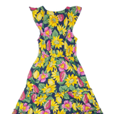 MONSOON Womens Tea Dress Yellow Floral Sleeveless Midi S