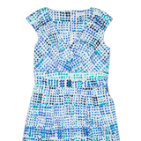 CALVIN KLEIN Womens Day Dress Blue Spotted Sleeveless Knee Length M