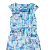 CALVIN KLEIN Womens Day Dress Blue Spotted Sleeveless Knee Length M