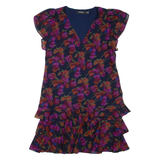 LAUREN RALPH LAUREN Womens Day Dress Blue Floral Short Sleeve Knee Length M