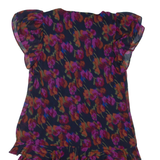 LAUREN RALPH LAUREN Womens Day Dress Blue Floral Short Sleeve Knee Length M