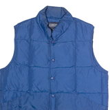 LANDS END Mens Puffer Gilet Blue Nylon 90s L