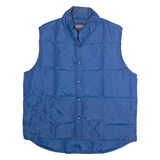 LANDS END Mens Puffer Gilet Blue Nylon 90s L