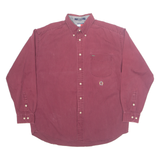 TOMMY HILFIGER Mens Plain Shirt Maroon Long Sleeve L