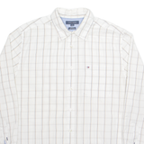 TOMMY HILFIGER Mens Shirt White Check Long Sleeve L