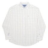 TOMMY HILFIGER Mens Shirt White Check Long Sleeve L