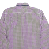 TOMMY HILFIGER Fitted Mens Shirt Purple Check Long Sleeve L