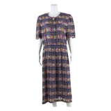 LADY CAROL Womens Day Dress Blue Floral Short Sleeve Midi L