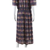 LADY CAROL Womens Day Dress Blue Floral Short Sleeve Midi L