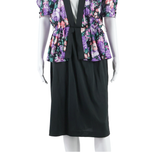 JENNY Womens Pencil Dress Purple Floral Short Sleeve Midi S