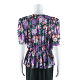 JENNY Womens Pencil Dress Purple Floral Short Sleeve Midi S