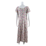 Womens Day Dress Pink Floral Short Sleeve Midi L