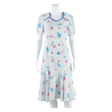 Womens Mermaid Dress White Floral Short Sleeve Knee Length M