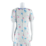 Womens Mermaid Dress White Floral Short Sleeve Knee Length M