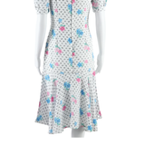 Womens Mermaid Dress White Floral Short Sleeve Knee Length M