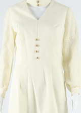 Womens Pencil Dress Cream Long Sleeve Short M