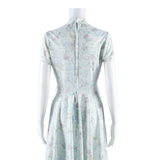 Womens Day Dress Blue Floral Short Sleeve Midi S