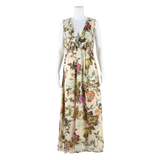 TED BAKER Womens Day Dress Beige Floral Sleeveless Midi S