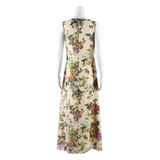 TED BAKER Womens Day Dress Beige Floral Sleeveless Midi S