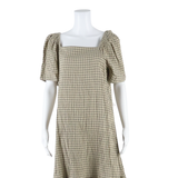 LEVI'S Womens Day Dress Brown Check Short Sleeve Midi M