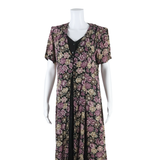 MILANO Womens Day Dress Purple Floral Short Sleeve Midi M