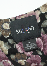 MILANO Womens Day Dress Purple Floral Short Sleeve Midi M