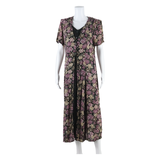 MILANO Womens Day Dress Purple Floral Short Sleeve Midi M