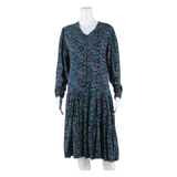 GYPSY Womens Day Dress Black Floral Long Sleeve Midi S